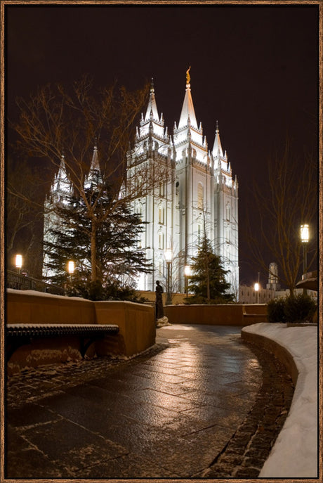 Salt Lake Temple - Snow Path by Robert A Boyd