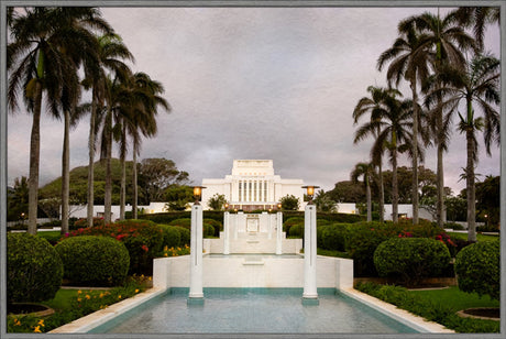 Laie Temple - Textured Sky by Robert A Boyd