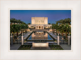 Mesa Arizona LDS Temple and reflection pool beneath an evening sky.