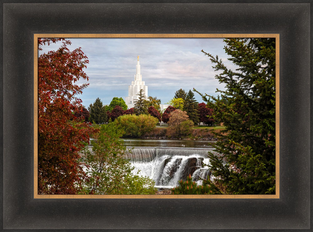 Idaho Falls Temple - Waterfall by Robert A Boyd