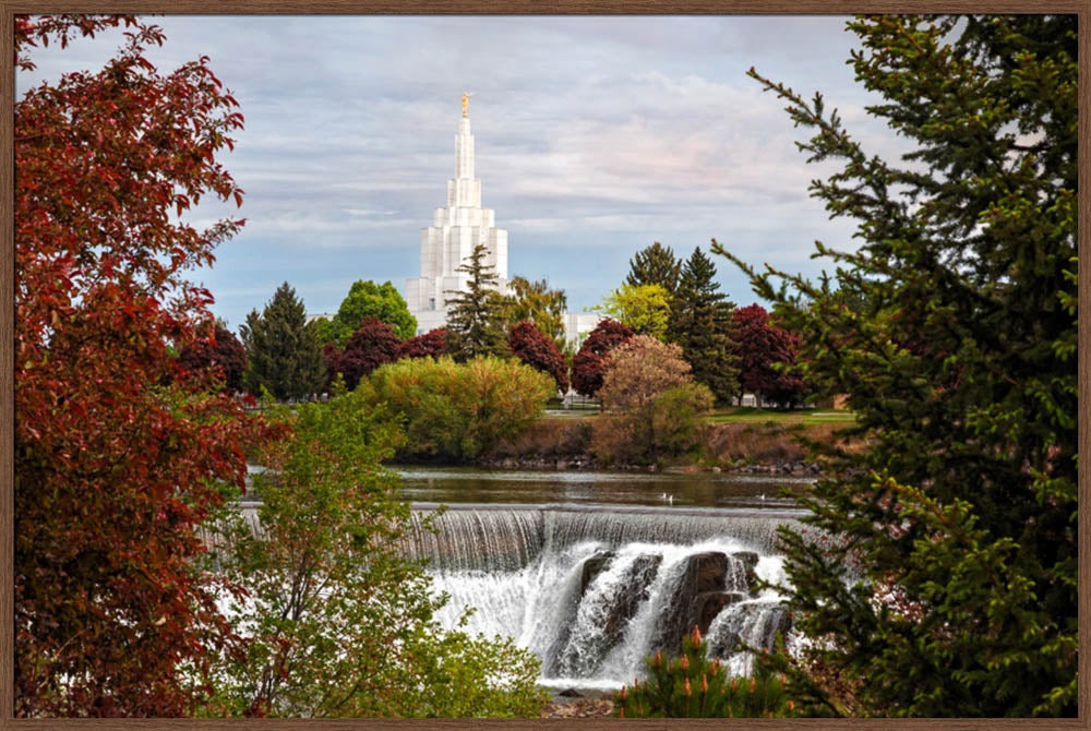 Idaho Falls Temple - Waterfall by Robert A Boyd