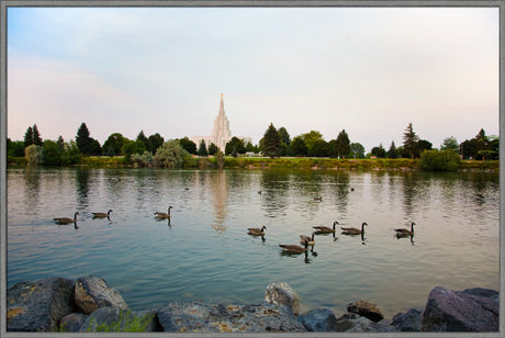 Idaho Falls Temple - River by Robert A Boyd