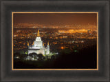 Oakland Temple - Night with Bay by Robert A Boyd