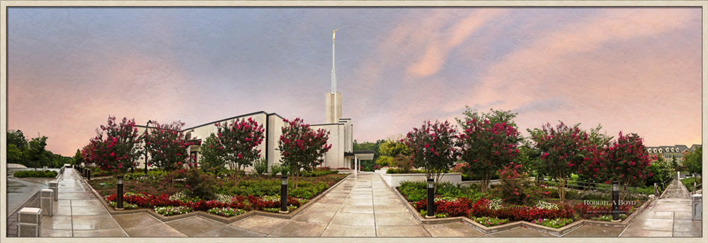 Atlanta Temple - Blossoming Trees Panoramic by Robert A Boyd