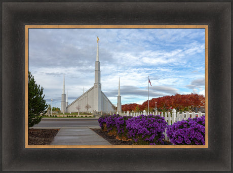 Boise Temple - Purple Flowers by Robert A Boyd