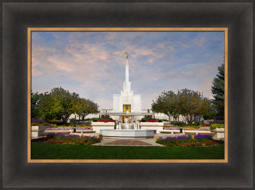 Denver Temple - Sunset by Robert A Boyd