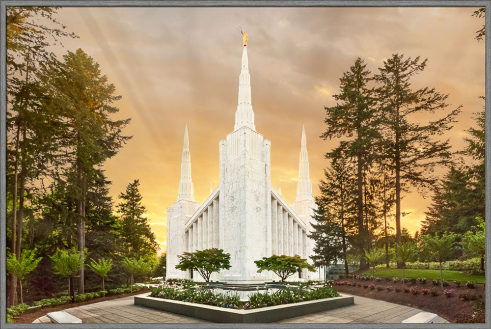 Portland Temple - Evening Glow by Robert A Boyd