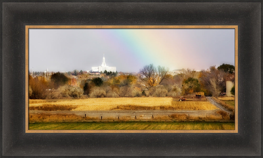 Mt Timpanogos Temple - Rainbow by Robert A Boyd