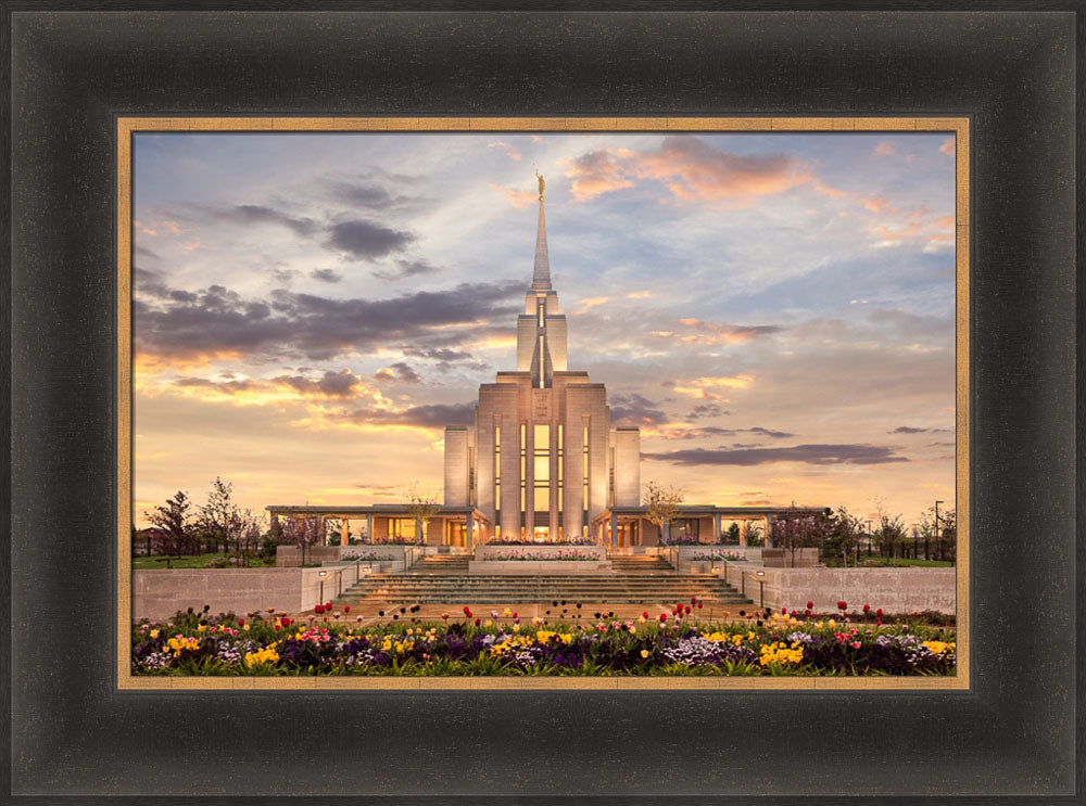 Oquirrh Mountain Temple - Golden Springtime by Robert A Boyd