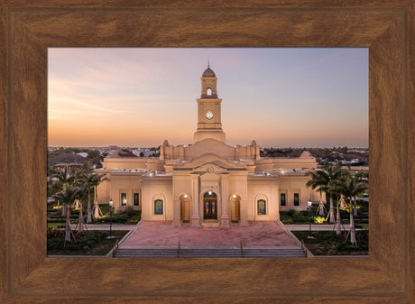 McAllen Temple- Sunset - framed giclee canvas