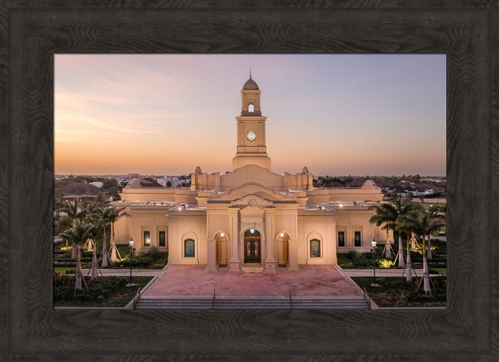 McAllen Temple- Sunset - framed giclee canvas