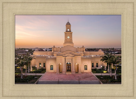 McAllen Temple- Sunset - framed giclee canvas