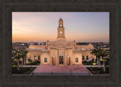 McAllen Temple- Sunset - framed giclee canvas