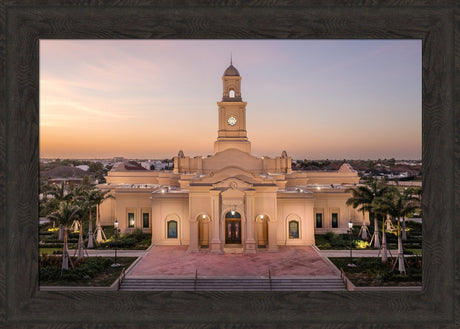 McAllen Temple- Sunset - framed giclee canvas