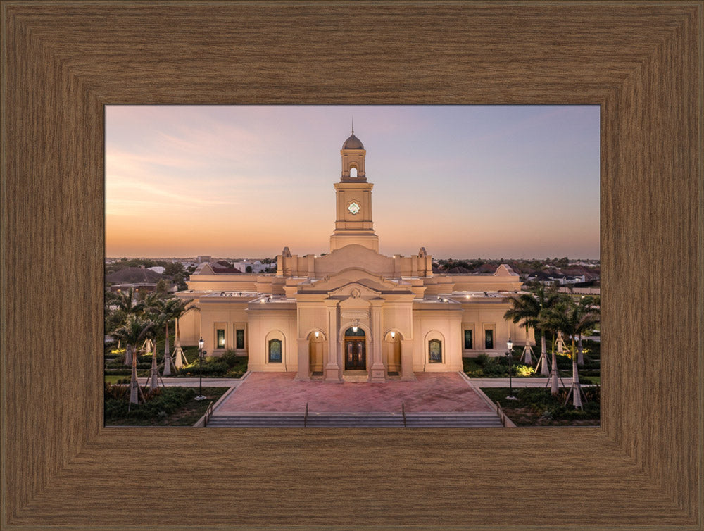 McAllen Temple- Sunset - framed giclee canvas