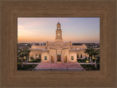 McAllen Temple- Sunset - framed giclee canvas