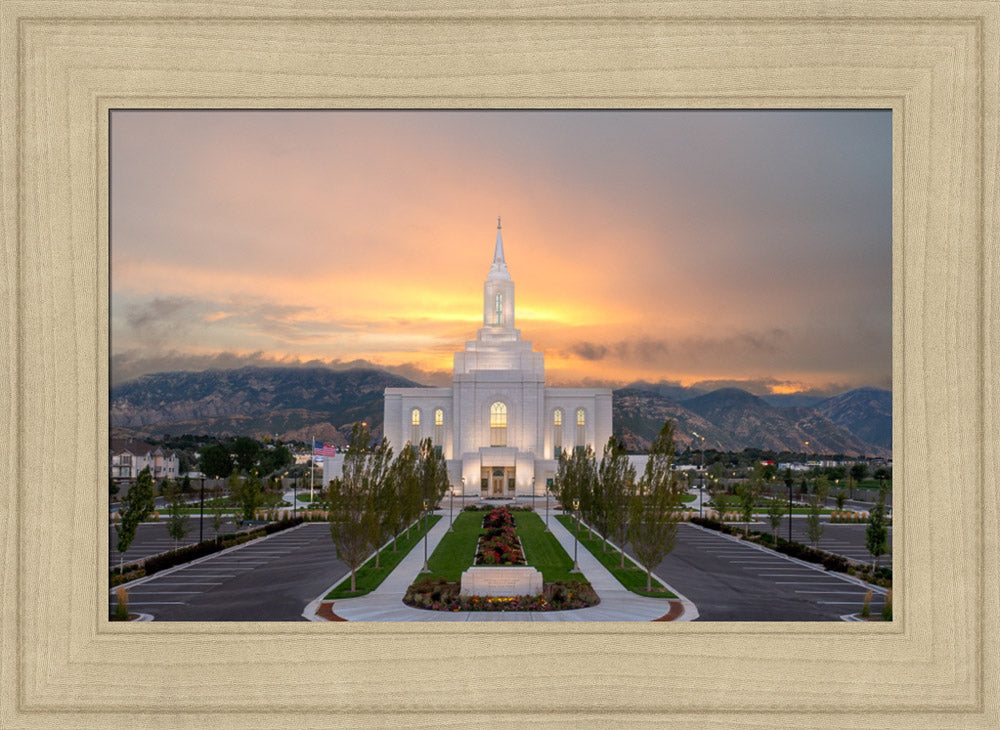 Orem Temple - Brightly Beams - framed giclee canvas