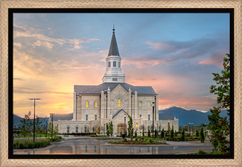 Taylorsville Temple - Covenant Path - framed giclee canvas