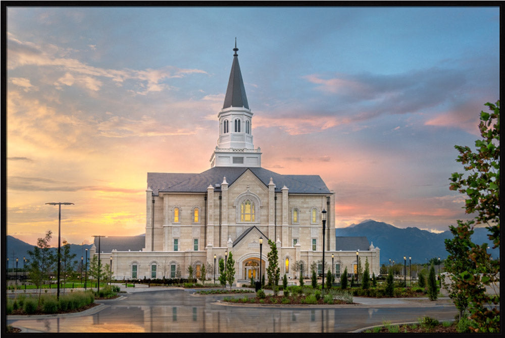 Taylorsville Temple - Covenant Path - framed giclee canvas