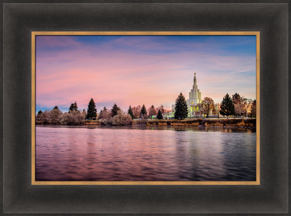 Idaho Falls Temple - River at Sunrise by Scott Jarvie