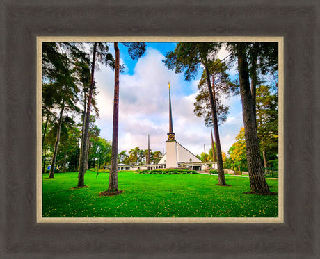 Stockholm Sweden Temple - Through the Trees - framed giclee canvas