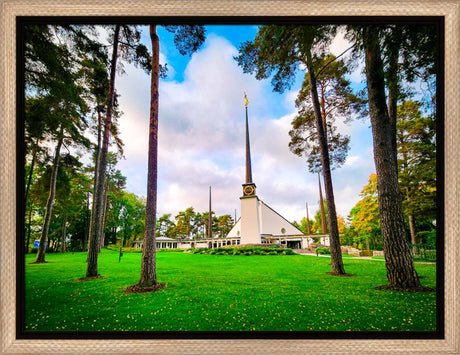 Stockholm Sweden Temple - Through the Trees - framed giclee canvas