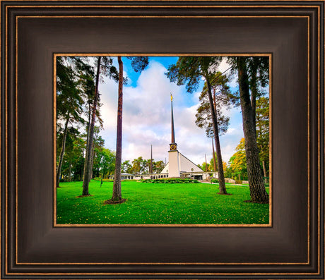 Stockholm Sweden Temple - Through the Trees - framed giclee canvas