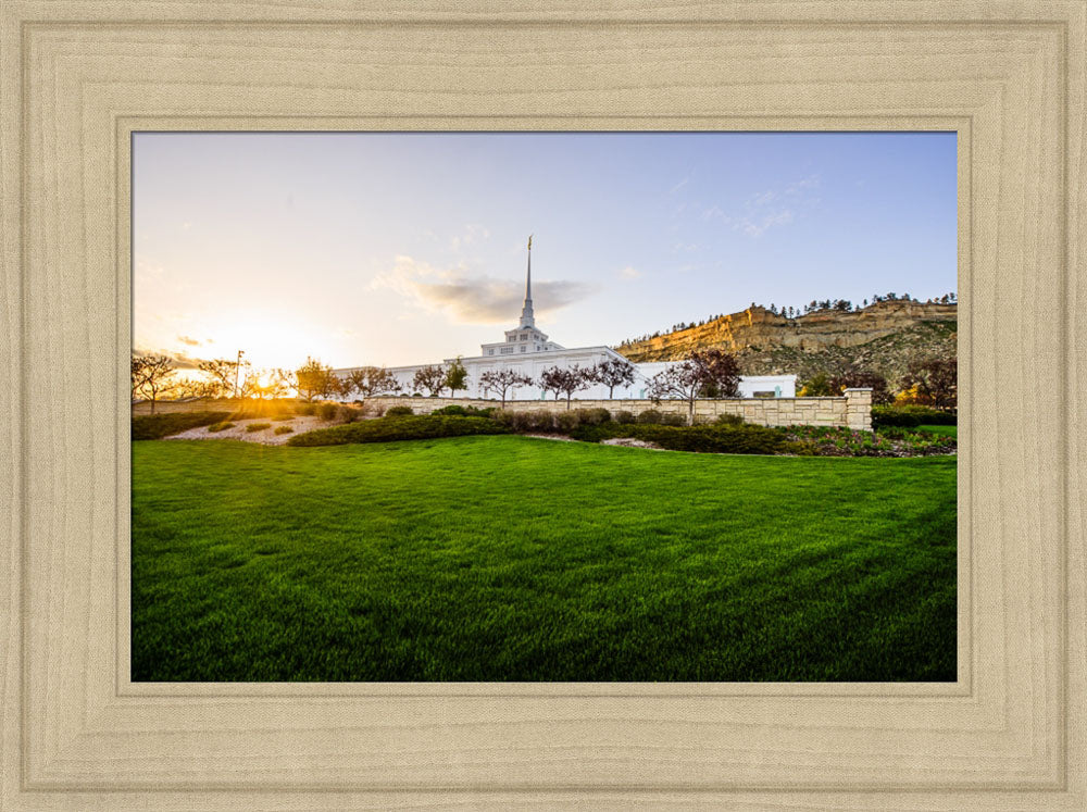 Billings Temple - Sunset - framed giclee canvas