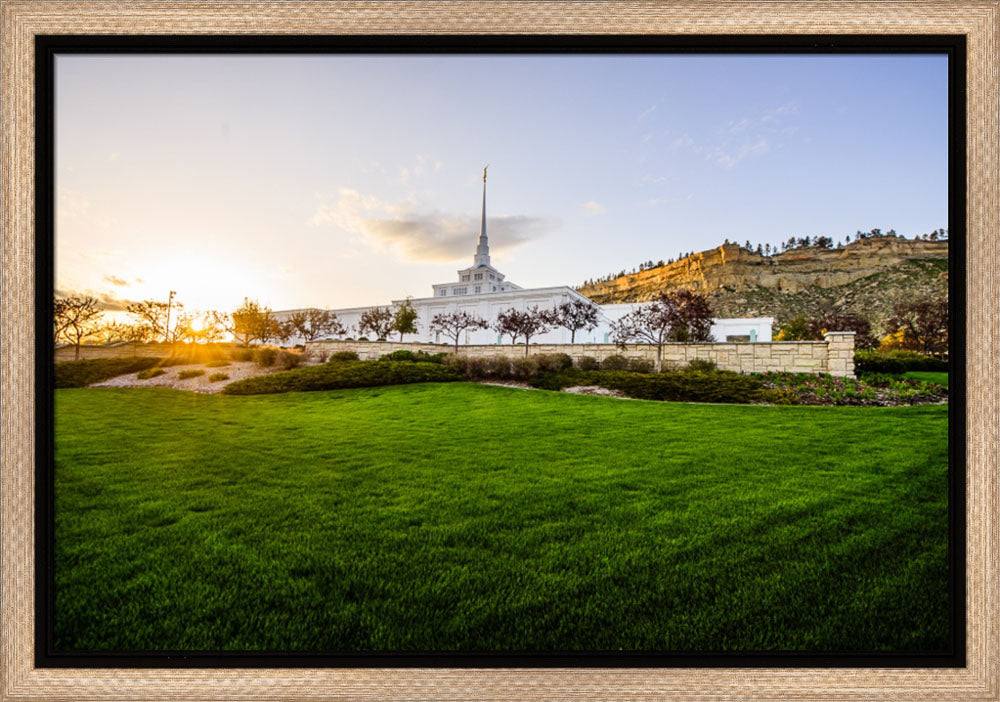 Billings Temple - Sunset - framed giclee canvas