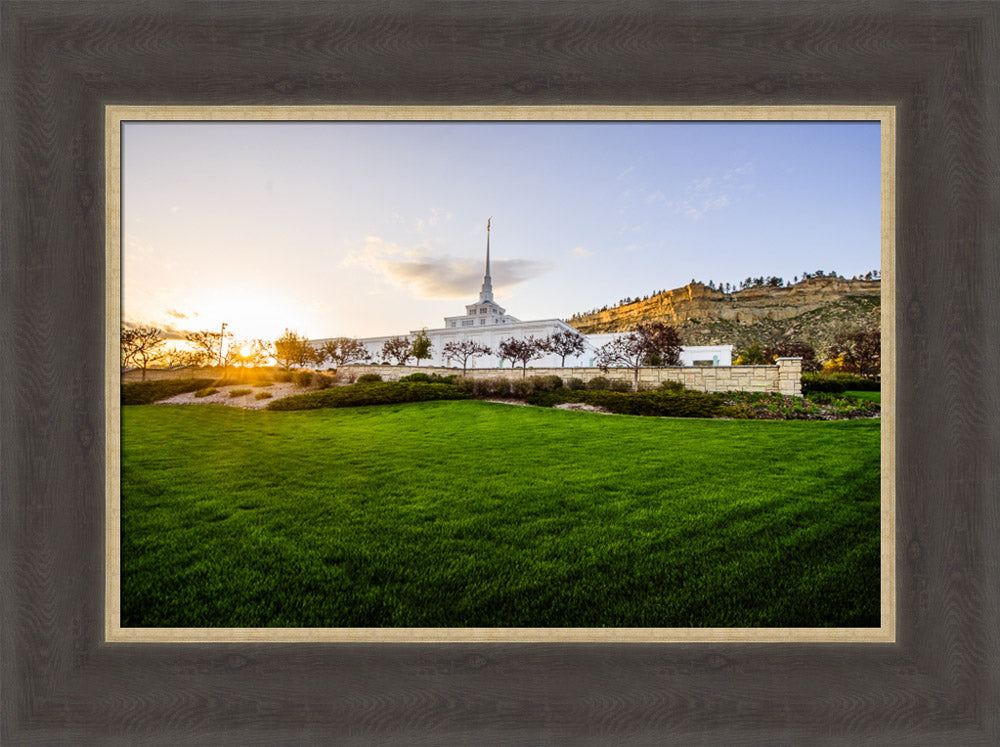 Billings Temple - Sunset - framed giclee canvas