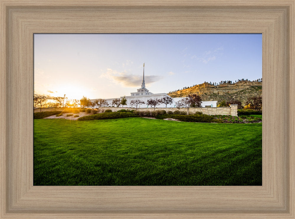 Billings Temple - Sunset - framed giclee canvas