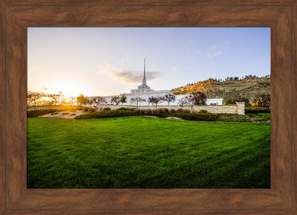 Billings Temple - Sunset - framed giclee canvas