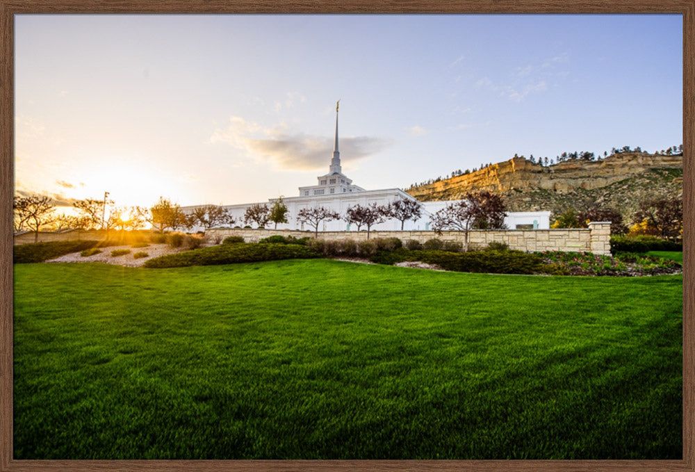 Billings Temple - Sunset - framed giclee canvas