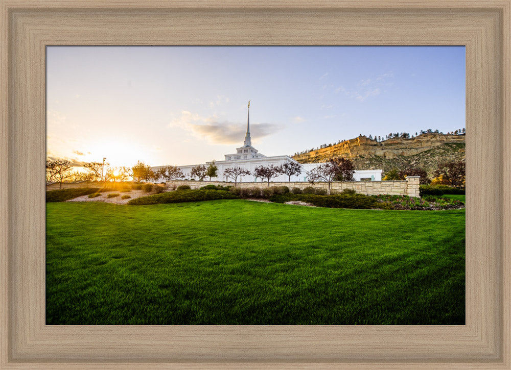 Billings Temple - Sunset - framed giclee canvas