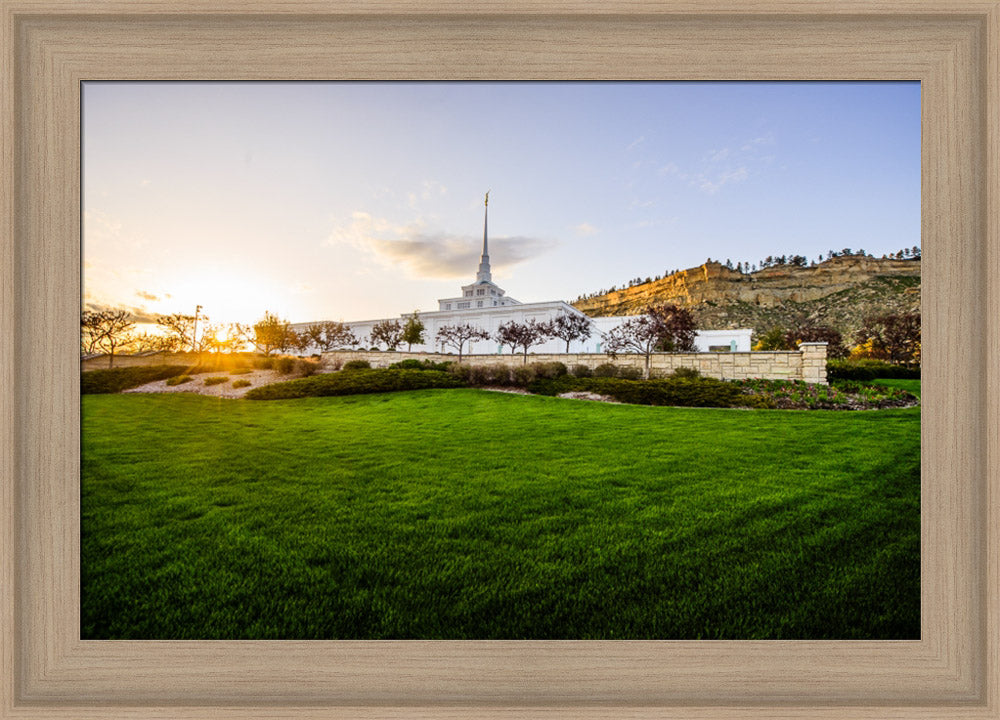 Billings Temple - Sunset - framed giclee canvas