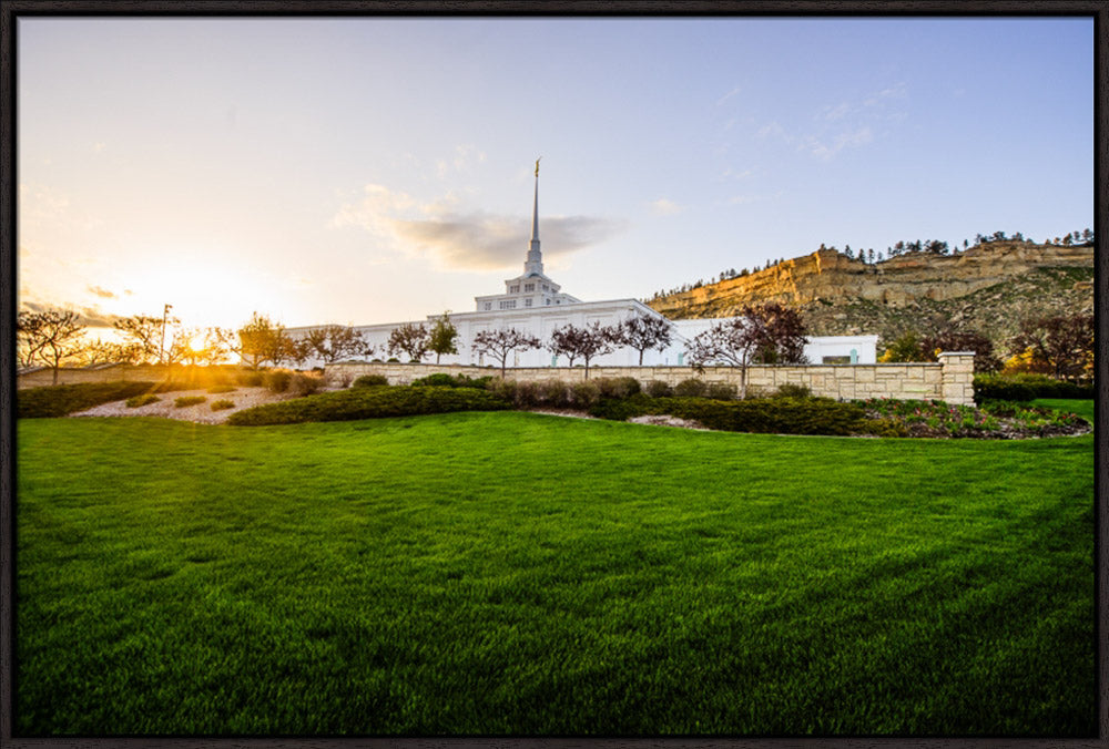 Billings Temple - Sunset - framed giclee canvas