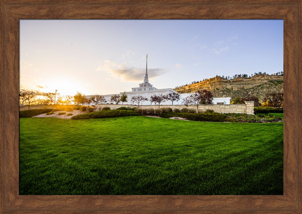 Billings Temple - Sunset - framed giclee canvas