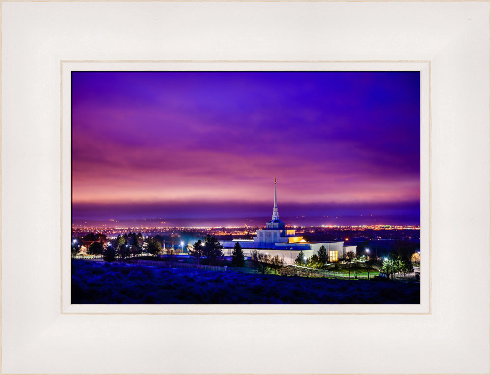 Billings Montana Temple - Purple Twilight - framed giclee canvas