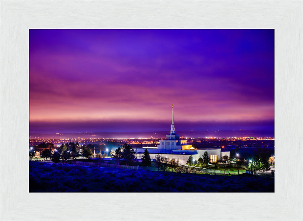 Billings Montana Temple - Purple Twilight - framed giclee canvas