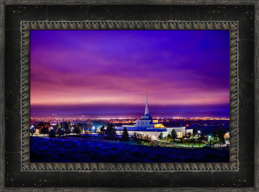 Billings Montana Temple - Purple Twilight - framed giclee canvas