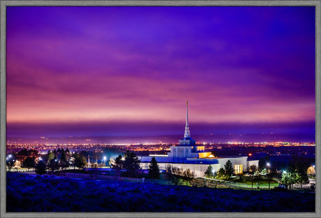 Billings Montana Temple - Purple Twilight - framed giclee canvas