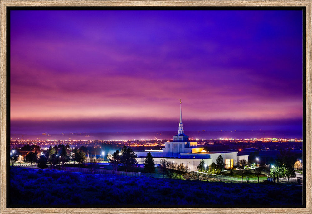 Billings Montana Temple - Purple Twilight - framed giclee canvas