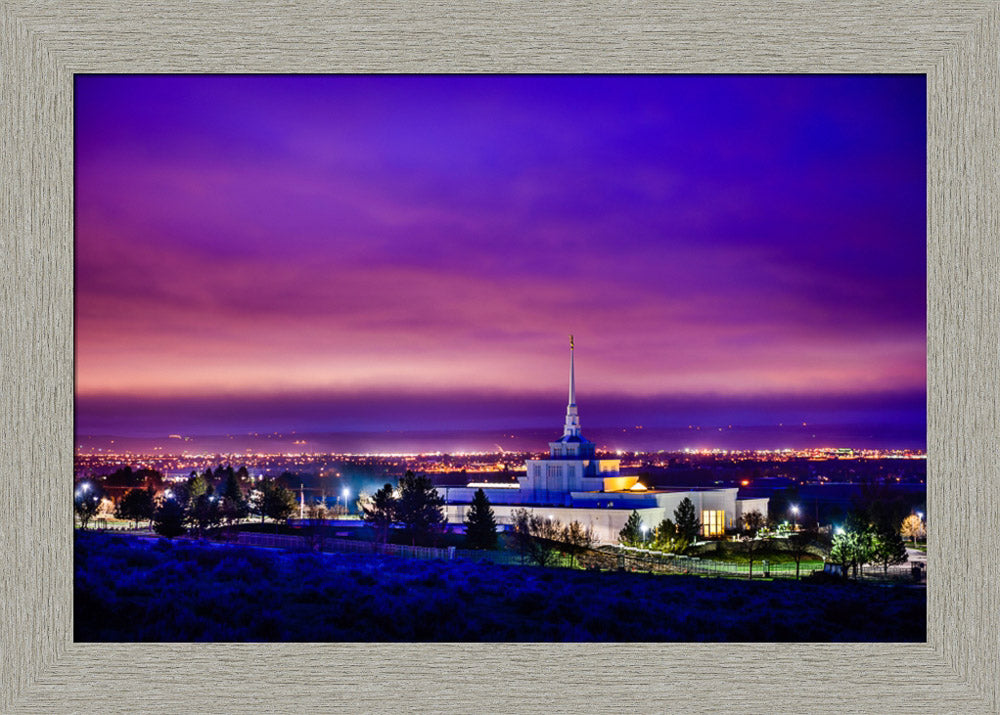 Billings Montana Temple - Purple Twilight - framed giclee canvas