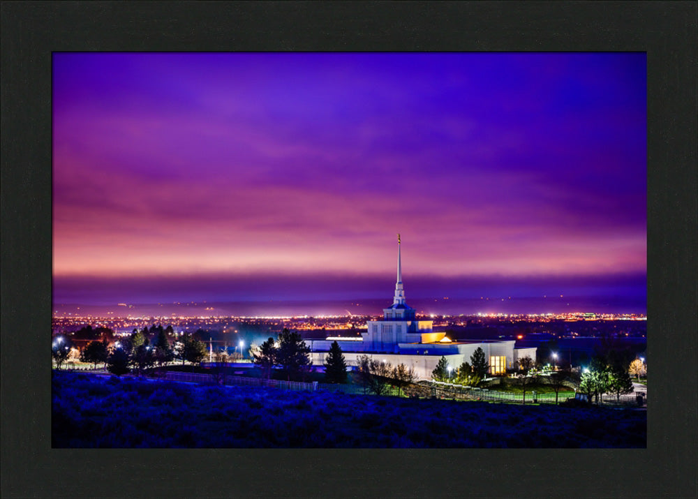 Billings Montana Temple - Purple Twilight - framed giclee canvas