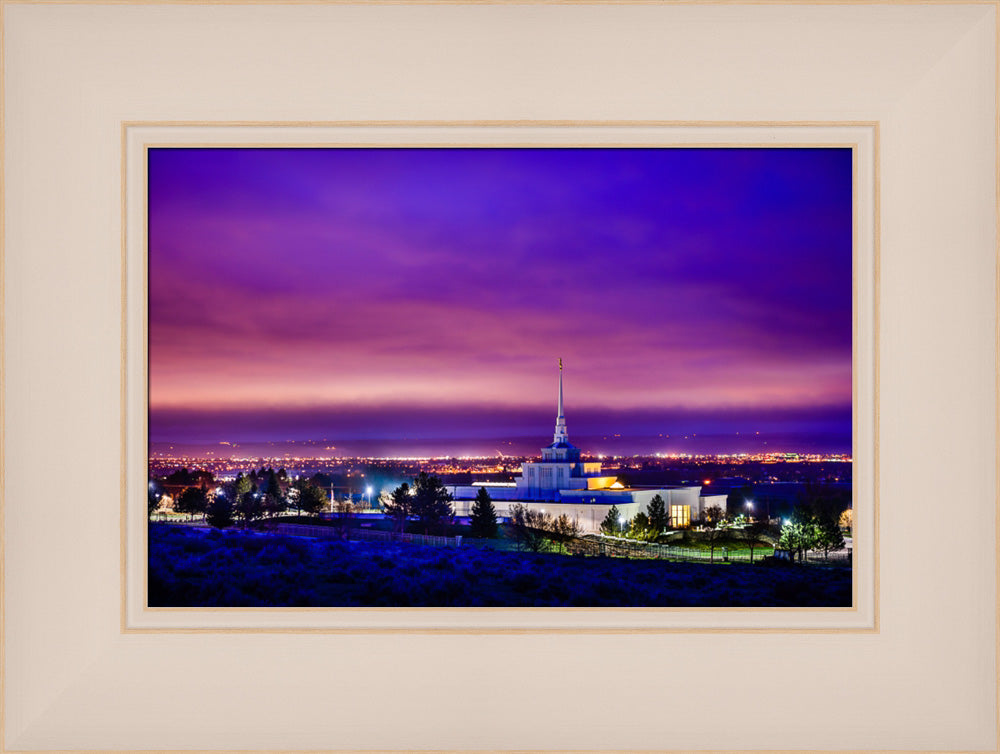 Billings Montana Temple - Purple Twilight - framed giclee canvas