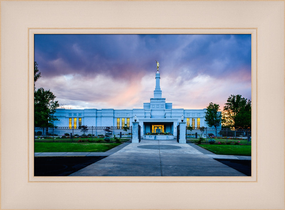 Medford Temple - Sunset - framed giclee canvas