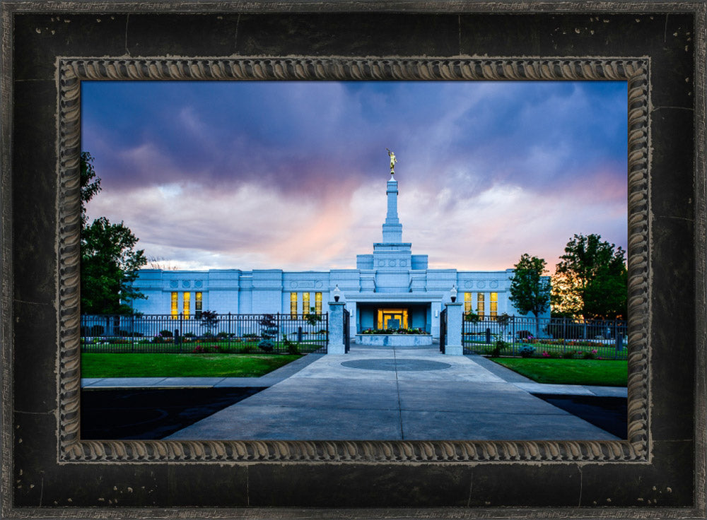 Medford Temple - Sunset - framed giclee canvas