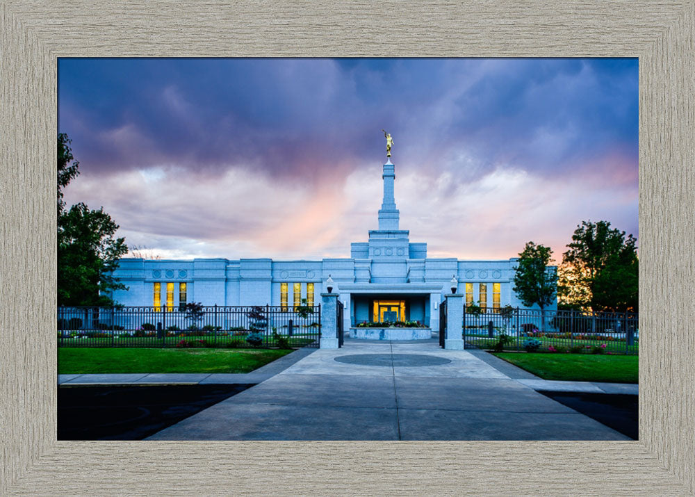 Medford Temple - Sunset - framed giclee canvas