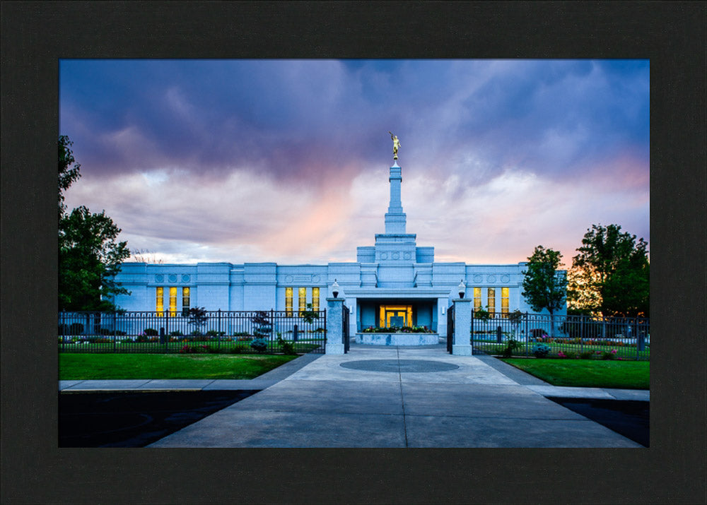 Medford Temple - Sunset - framed giclee canvas