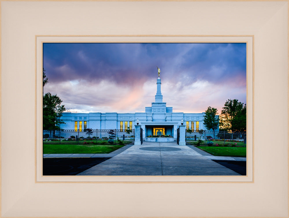 Medford Temple - Sunset - framed giclee canvas